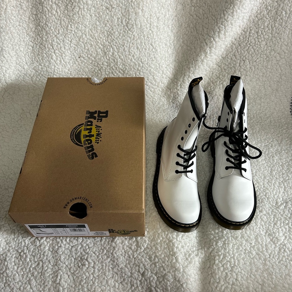 Dr. Martens White Lace-Up Boots